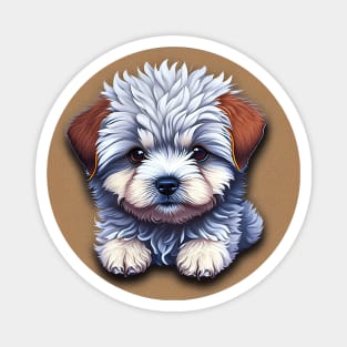 A Cute Cartoon Havanese Puppy Dog Relaxing Magnet